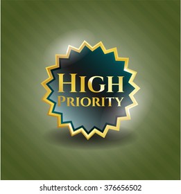 High Priority golden badge or emblem