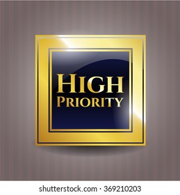 High Priority golden emblem or badge