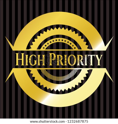 High Priority golden emblem or badge