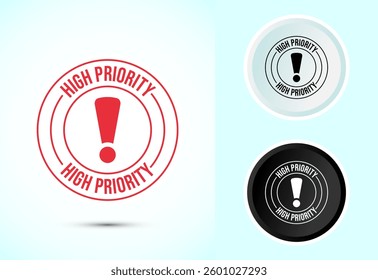 High priority icon design illustration. High priority label badge sign symbol, Color black and white