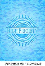 High Priority light blue emblem with mosaic background