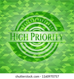 High Priority realistic green mosaic emblem