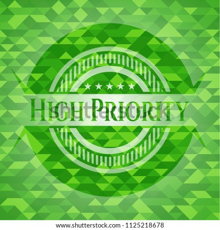 High Priority realistic green mosaic emblem