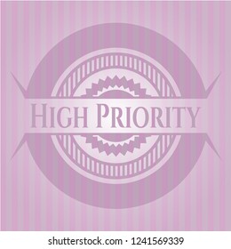 High Priority retro style pink emblem