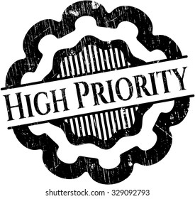 High Priority rubber stamp with grunge texture