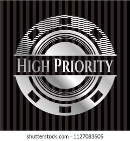 High Priority silver emblem or badge