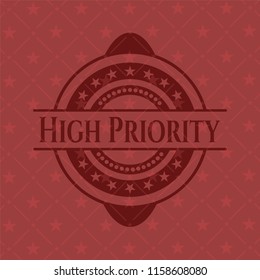High Priority vintage red emblem
