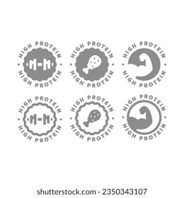 High protein food vector label. Sticker for protein shake or powder.