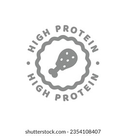 High protein food vector label. Sticker for protein shake or powder.