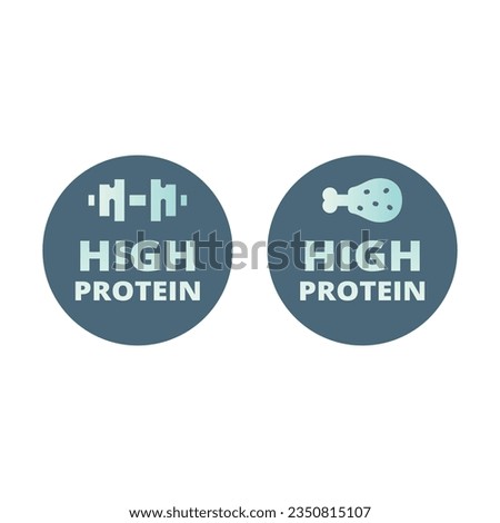 High protein food vector label. Sticker for protein shake or powder.