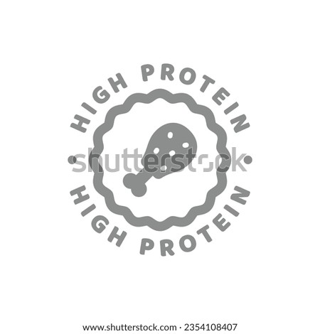 High protein food vector label. Sticker for protein shake or powder.