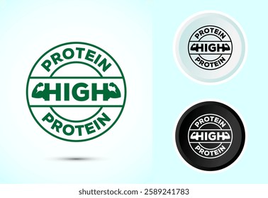 High protein icon, High protein label design for packaging, Nutrition healthy eating badge