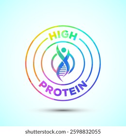High protein icon, High protein label design for packaging, Nutrition healthy eating badge, low poly style