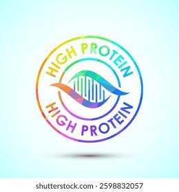 High protein icon, High protein label design for packaging, Nutrition healthy eating badge, low poly style