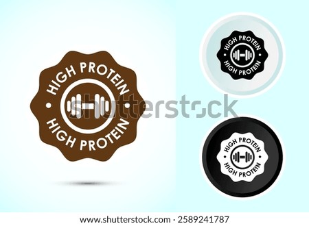 High protein icon, High protein label design for packaging, Nutrition healthy eating badge