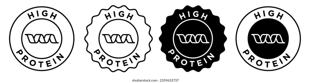 High protein icon. Rich in protein vegan food product symbol. Muscle gain diet plan for fitness vector.