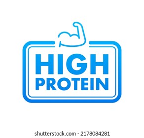 High protein label. Food and diet. Vector illustration.