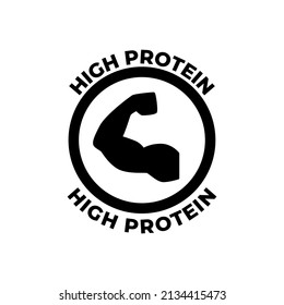 High Protein Label Icon  In Black Flat Glyph, Filled Style Isolated On White Background