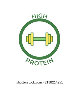 High protein label protein icon in color icon, isolated on white background 