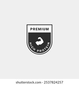 High Protein label vector product design element. High Protein Rubber Stamp. Label for high protein product with low calorie. Rubber stamp.