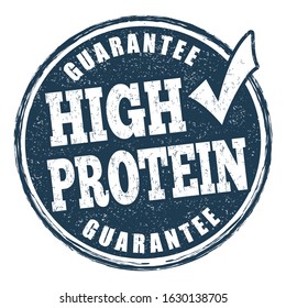 High protein sign or stamp on white background, vector illustration