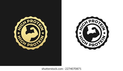 High Protein Stamp Vector or High Protein Label Isolated in Flat Style. High Protein Rubber Stamp. Label for high protein product with low calorie. Rubber stamp.