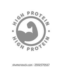 High protein vector label. Nutrition healthy eating badge.