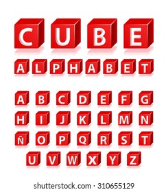 High Quality 3d Red Alphabet with Cavalier Perspective on White Background.
