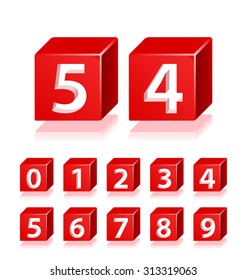 High Quality 3d Red Numbers with Cavalier Perspective on White Background.