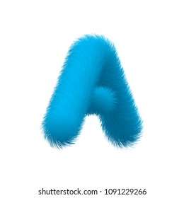 High Quality 3D Shaggy Letter A on White Background . Isolated Vector Element