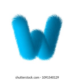 High Quality 3D Shaggy Letter W on White Background . Isolated Vector Element 