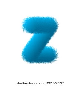 High Quality 3D Shaggy Letter Z on White Background . Isolated Vector Element 