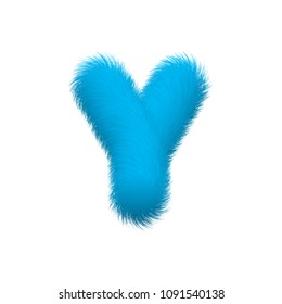 High Quality 3D Shaggy Letter Y on White Background . Isolated Vector Element 