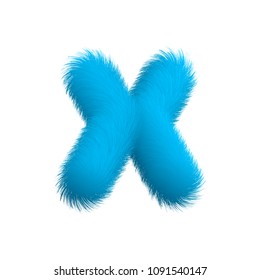 High Quality 3D Shaggy Letter X on White Background . Isolated Vector Element 