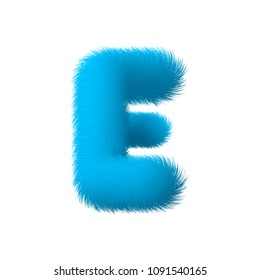 High Quality 3D Shaggy Letter E on White Background . Isolated Vector Element 