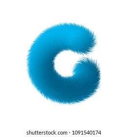 High Quality 3D Shaggy Letter G on White Background . Isolated Vector Element 