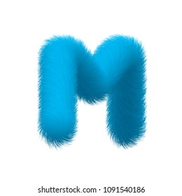 High Quality 3D Shaggy Letter M on White Background . Isolated Vector Element 