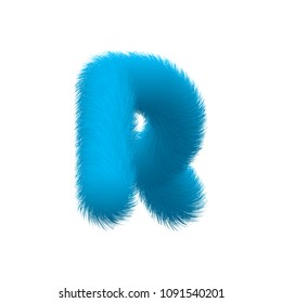 High Quality 3D Shaggy Letter R on White Background . Isolated Vector Element 