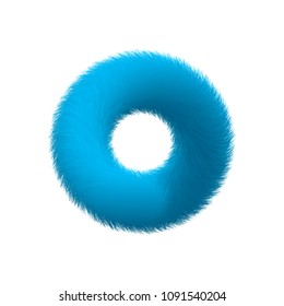 High Quality 3D Shaggy Letter O on White Background . Isolated Vector Element 