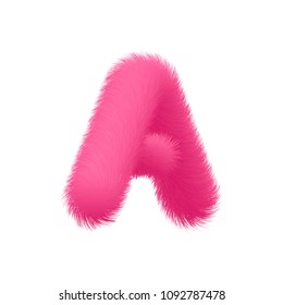 High Quality 3D Shaggy Letter A on White Background . Isolated Vector Element