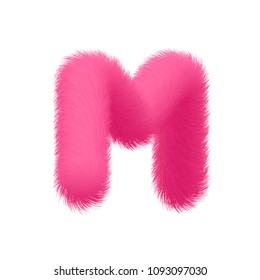 High Quality 3D Shaggy Letter M on White Background . Isolated Vector Element