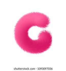 High Quality 3D Shaggy Letter G on White Background . Isolated Vector Element