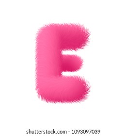 High Quality 3D Shaggy Letter E on White Background . Isolated Vector Element