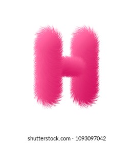 High Quality 3D Shaggy Letter H on White Background . Isolated Vector Element