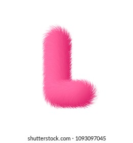 High Quality 3D Shaggy Letter L on White Background . Isolated Vector Element