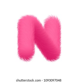 High Quality 3D Shaggy Letter N on White Background . Isolated Vector Element