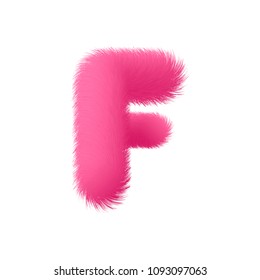 High Quality 3D Shaggy Letter F on White Background . Isolated Vector Element