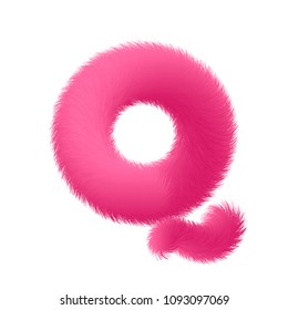 High Quality 3D Shaggy Letter Q on White Background . Isolated Vector Element