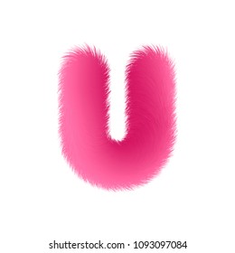 High Quality 3D Shaggy Letter U on White Background . Isolated Vector Element