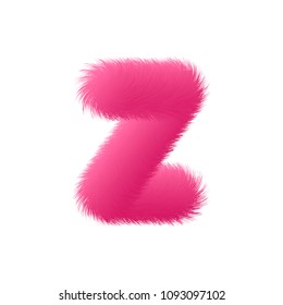 High Quality 3D Shaggy Letter Z on White Background . Isolated Vector Element